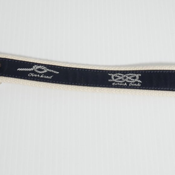 POLO RALPH LAUREN Navy Nautical Knots Cotton Webbed Leather End Roller Belt 40 - Picture 3 of 6